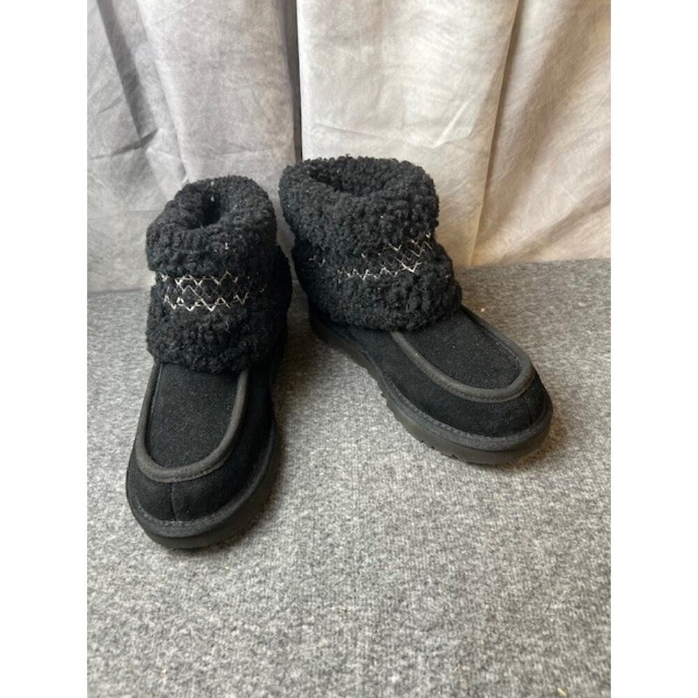 UGG Classic Ultra Mini Braid Slip-On Sheepskin Boots Booties Black 5 NEW $160 - Picture 5 of 8